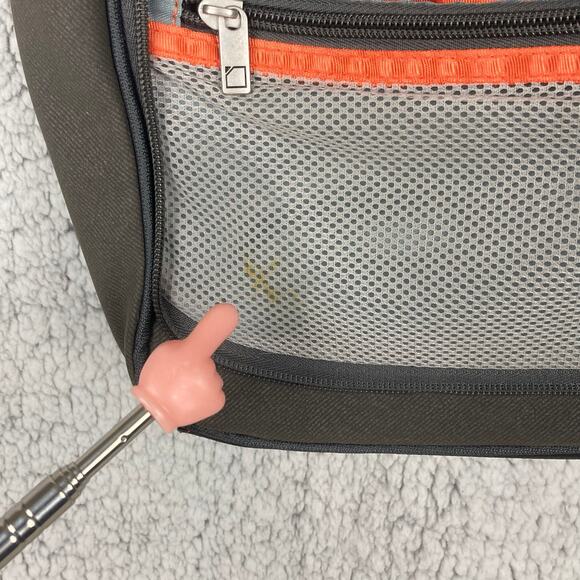 Lewis N Clark Toiletry Bag Gray Orange Trim Handle Travel Hang Mesh Pocket 9x9 - Picture 7 of 14